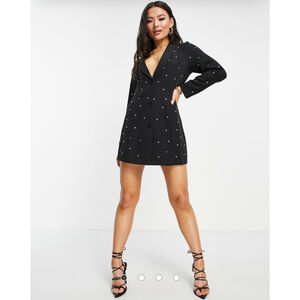 Saint Genies Blazer Dress Black and White Studded US 24